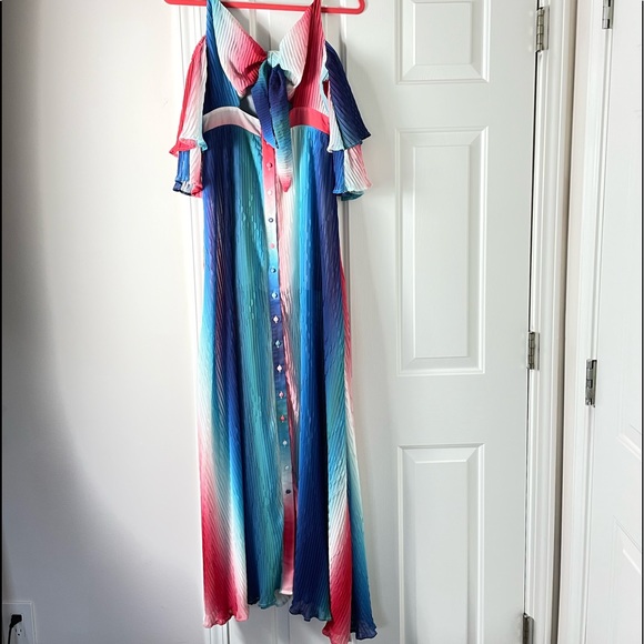 NEW L'ATISTE Women's Blue & Pink Floral Maxi Dress Size Small - Picture 6 of 14